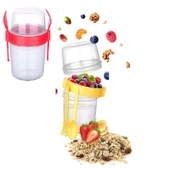 Çift Hazneli - Çatal Kaşıklı Portatif Müsli -Atıştırmalık Kabı 500 ML (483483) - 1