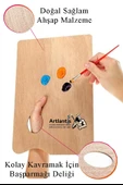 Ahşap Dikdörtgen Palet Naturel 30x40 cm 1 Adet Büyük Boy Ahşap Boya Paleti Resim Boyama Tepsisi Akrilik Guaj Karıştırıcı - 2