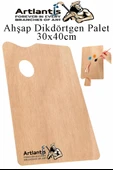 Ahşap Dikdörtgen Palet Naturel 30x40 cm 1 Adet Büyük Boy Ahşap Boya Paleti Resim Boyama Tepsisi Akrilik Guaj Karıştırıcı - 1