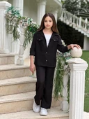 MODAVALS KOL KATLAMALI KETEN GÖMLEK CEPLİ KETEN ALT & SUPREM ASKILI BADİ 3LÜ KIZ ÇOCUK TAKIM - 12