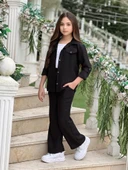 MODAVALS KOL KATLAMALI KETEN GÖMLEK CEPLİ KETEN ALT & SUPREM ASKILI BADİ 3LÜ KIZ ÇOCUK TAKIM - 11