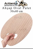 Ahşap Oval Palet Naturel 30x40 cm 2 Adet Büyük Boy Ahşap Boya Paleti Resim Boyama Tepsisi Akrilik Guaj Karıştırıcı 30x40 - 2