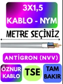 Öznur 3X1,5 ANTİGRON (NYM) Kablo (Gri) Metre Seçenekli - 1