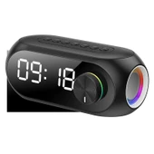 RGB LED Işıklı Bluetooth Hoparlör Dijital Alarm Saat FM Radyo MP3 Destekli Şarjlı - 4