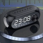 RGB LED Işıklı Bluetooth Hoparlör Dijital Alarm Saat FM Radyo MP3 Destekli Şarjlı - 6