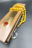 Arpa Kesim Sarı Sıkma Kehribar Tespih - 3