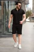 Erkek Yakalı Fermuarlı T-shirt şort Ikili Takım thumbnail 1
