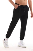Unisex İki İplik Eşofman Altı - Siyah - 1