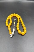 Arpa Kesim Sarı Sıkma Kehribar Tespih - 4
