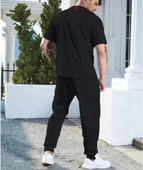 Unisex Baskılı Cepli Eşofman Takımı - Siyah - 3