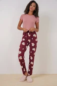 4323 Desenli Pijama Altı - Bordo - 2