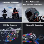 Motorsiklet Intercom Su Geçirmez Kask 2 Kişi Bağlantılı Intercom Rgb Intercom - 4