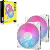 CORSAIR QX120 CO-9051024-WW 14CM RGB KASA FANI+HUB KIT BEYAZ 2-li paket - 7