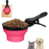 Katlanabilir Evcil Hayvan Mama Kaşığı Torba Klipsi Ölçü Kabı - Yeşil - 0.5 Cup (118ml) - 8
