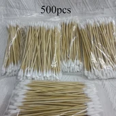 Çift Uçlu Pamuklu Kulak Çubuğu - 500 Adet - 15 cm - Bambudan Saplı - 1