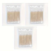 Tek Kullanımlık Ultra Küçük Çift Uçlu Ahşap Pamuklu Kulak Çubuğu - 300 Adet - 7cm - 4