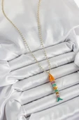 Pirinç Rainbow Balık Model Zirkon Taşlı Gold Renk Kadın Kolye - TJ-BKO10243 - 2