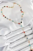 Pirinç Asorti Model Gold Renk Zirkon Taşlı Y Kolye - TJ-BKO10249 - 2