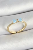 Pirinç Fiyonk Figürlü Zirkon Taşlı Gold Renk Ayarlanabilir Kadın Yüzük - TJ-BYK3760 - 1