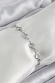 Pirinç Gümüş Renk Zirkon Taşlı Bileklik - TJ-BB7044 - 1