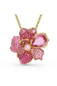 Swarovski 5652068 Kolye Florere Pendant And Brooch, Pave, Flower, Pink, Gold-tone Plated - 1