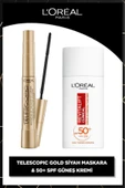 L'Oreal Paris Telescopic Mascara & Revitalift Clinical SPF 50 Daily High UV Protection Facial Sun Cream 50ml - 1