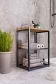 interGO Metal Ayaklı Dekoratif Tel Raflı Banyo Rafı - 1