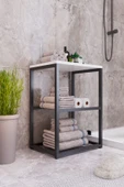 interGO Metal Ayaklı Dekoratif Tel Raflı Banyo Rafı - 1