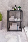 interGO Metal Ayaklı Dekoratif Tel Raflı Banyo Rafı - 2