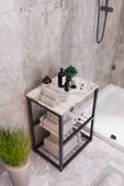 interGO Metal Ayaklı Dekoratif Tel Raflı Banyo Rafı - 4