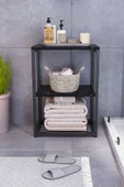 interGO Metal Ayaklı ve Ahşap Raflı Dekoratif Banyo Rafı - 2