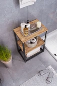 interGO Metal Ayaklı ve Ahşap Raflı Dekoratif Banyo Rafı - 4