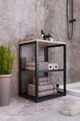 interGO Metal Ayaklı Dekoratif Tel Raflı Banyo Rafı - 1