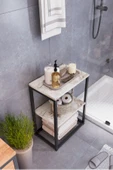 interGO Metal Ayaklı ve Ahşap Raflı Dekoratif Banyo Rafı - 7