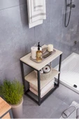 interGO Metal Ayaklı ve Ahşap Raflı Dekoratif Banyo Rafı - 7