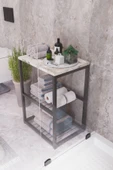 interGO Metal Ayaklı Dekoratif Tel Raflı Banyo Rafı - 3