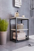 interGO Metal Ayaklı ve Ahşap Raflı Dekoratif Banyo Rafı - 1