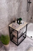 interGO Metal Ayaklı Dekoratif Tel Raflı Banyo Rafı - 7