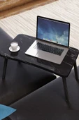 interGO Renkli Laptop Sehpası Katlanabilir Yatak Koltuk Üstü Kahvaltı Bilgisayar Sehpası - Siyah - 1