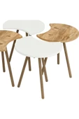 interGO Orta Sehpa Dörtlü Zigon Ahşap Ayaklı - Atlantik Çam Beyaz - Df41d01 - 3