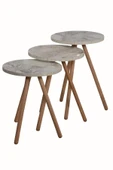 interGO Üçlü Zigon Sehpa Ahşap Ayaklı Yuvarlak Mermer Desenli Tasarım Efes - 3