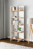 interGO Asimetrik Beş Raflı Kitaplık - Beyaz - Atlantik Çam - 1