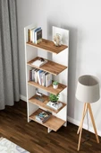interGO Asimetrik Beş Raflı Kitaplık - Beyaz - Atlantik Çam - 3
