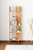 interGO Asimetrik Beş Raflı Kitaplık - Atlantik Çam - 2