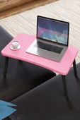 interGO Renkli Laptop Sehpası Katlanabilir Yatak Koltuk Üstü Kahvaltı Bilgisayar Sehpası - Pembe thumbnail 1