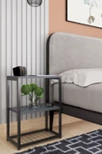 interGO Metal Ayaklı ve Ahşap Raflı Dekoratif Komodin - 3