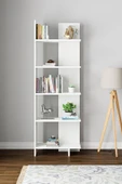 interGO Asimetrik Beş Raflı Kitaplık - Beyaz - 2