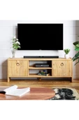 interGO Tv Sehpası Kapaklı Raflı Tv Ünitesi Televizyon Sehpası - Atlantik Çam thumbnail 2