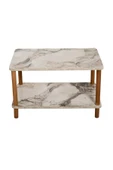 interGO Orta Sehpa Dikdörtgen Ahşap Ayaklı Iki Katlı Gazetelikli - Krem Mermer Desenli thumbnail 4