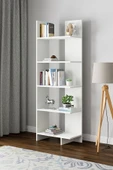 interGO Asimetrik Beş Raflı Kitaplık - Beyaz - 1